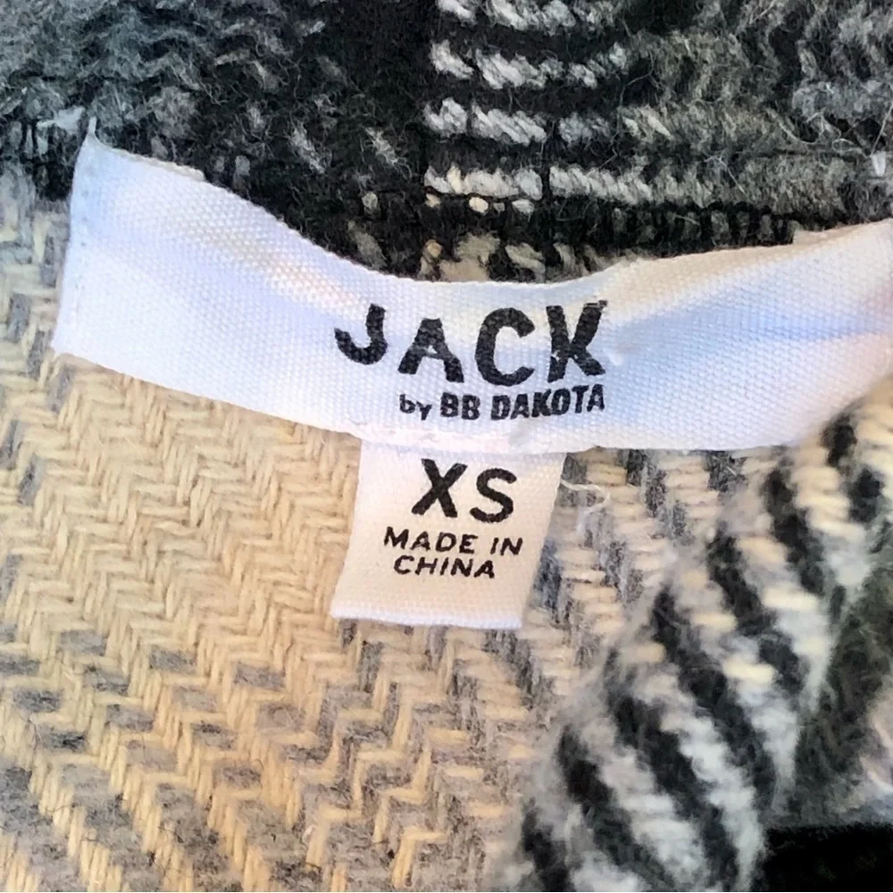 Jack by BB Dakota sweater coat grey plaid shawl collar waist tie open front XS